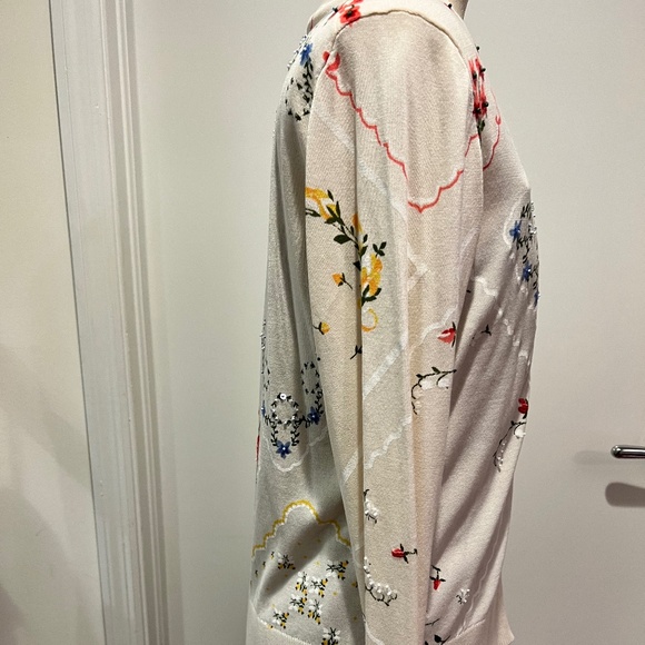 Tory Burch Cream Floral Embroidered Cardigan - Picture 6 of 14
